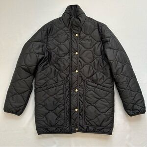 Quince Featherless Quilted Long Puffer Jacket Black Medium FLAW